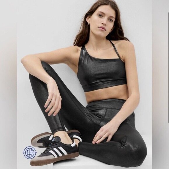 💕NWT Pink GapFit High Rise Power Shine Leggings + Sports Bra - Picture 3 of 5